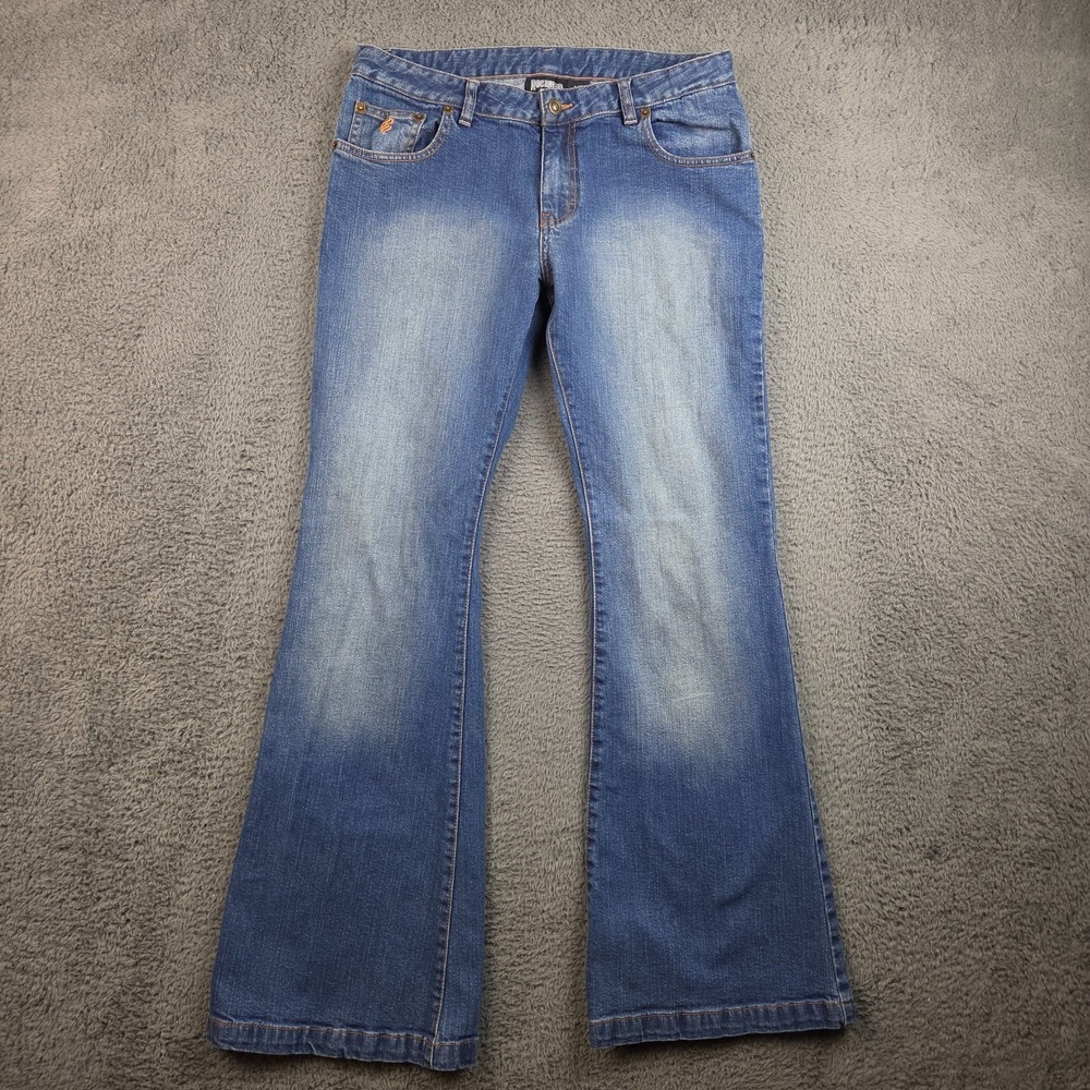 Vintage Y2K Rocawear Jeans Women's 9/10 Flare Leg Stretch Blue Denim Pants